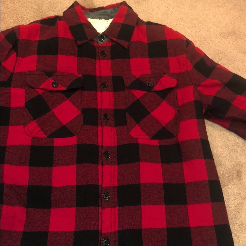 Mens quilted fleece lined flannel shirt jacket szL